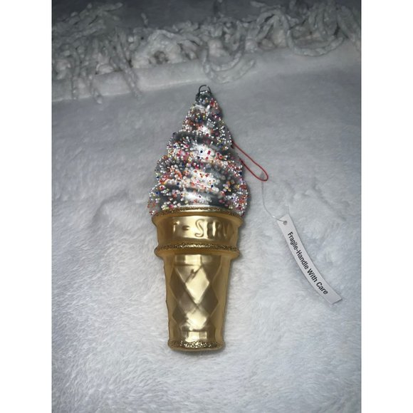 Robert Stanley Blown Glass Sprinkled ICE CREAM Cone Christmas Ornament - Picture 4 of 6